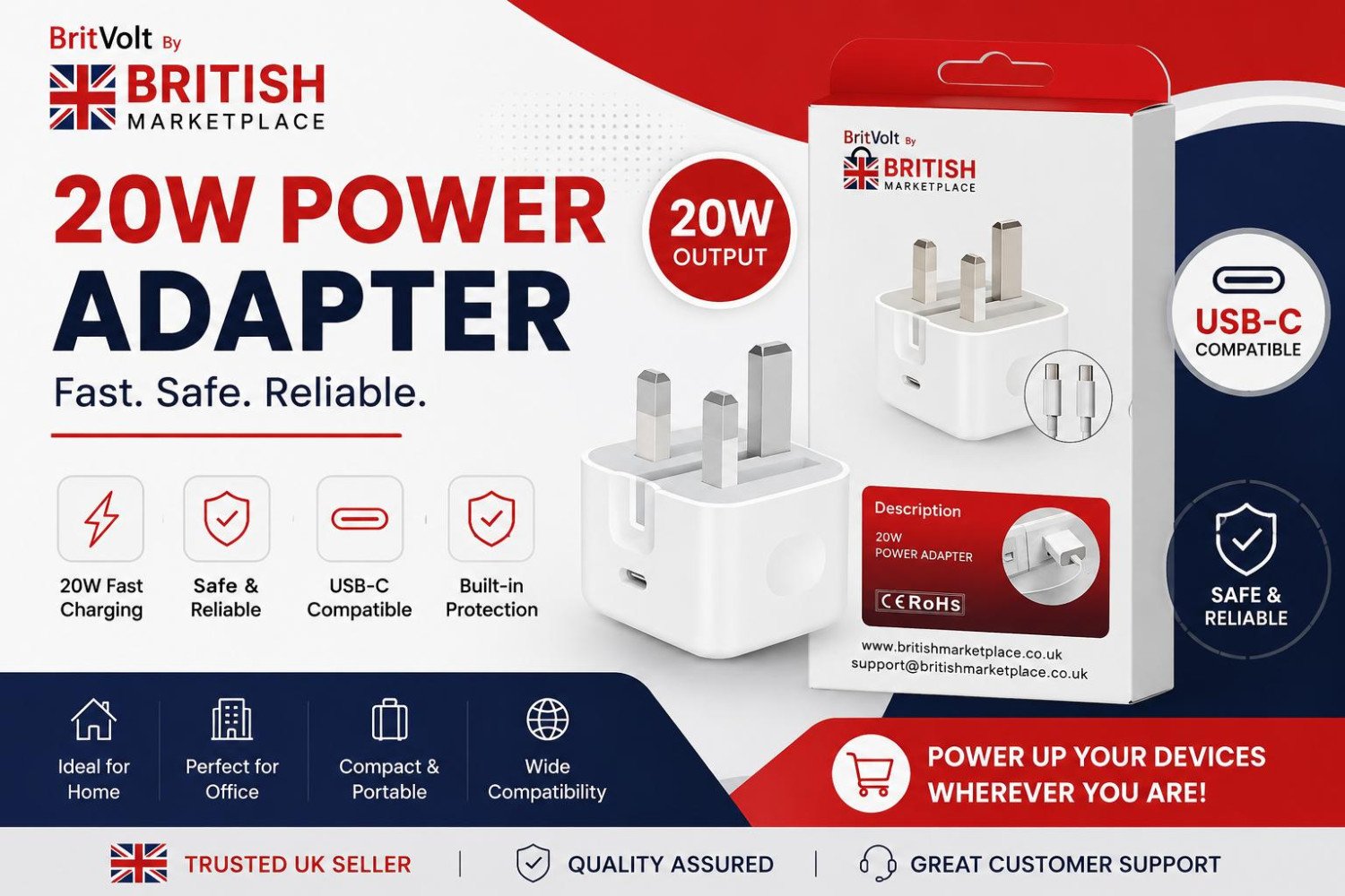 BritVolt 20W USB-C Power Adapter