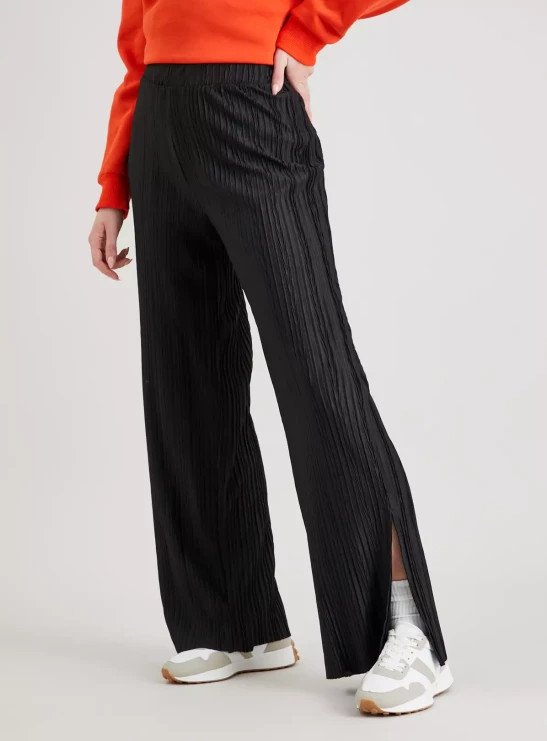 Black Textured Palazzo Trousers 22L